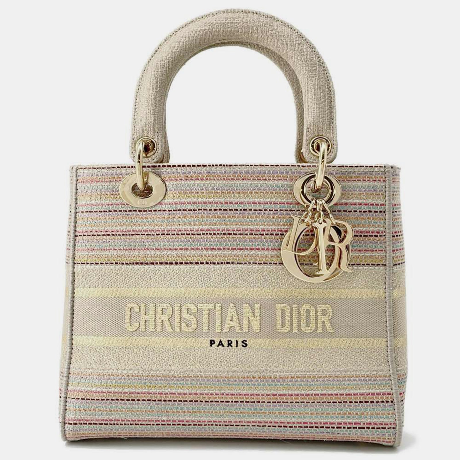 Dior Mittelgroße Lady D-Lite-Handtasche aus mehrfarbigem Canvas