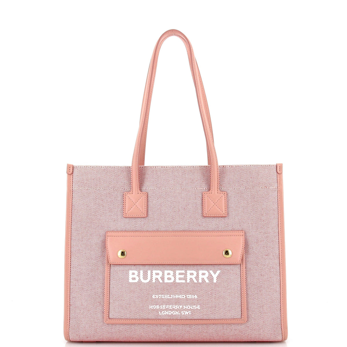 Burberry Freya Shopping Tote Canvas with Leather Small