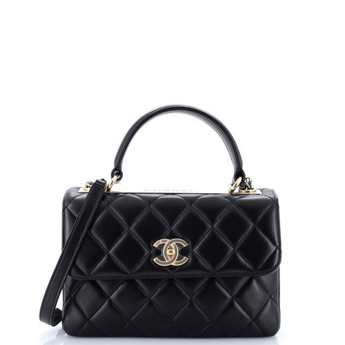 CHANEL Trendy CC Top Handle Bag Quilted Lambskin Small
