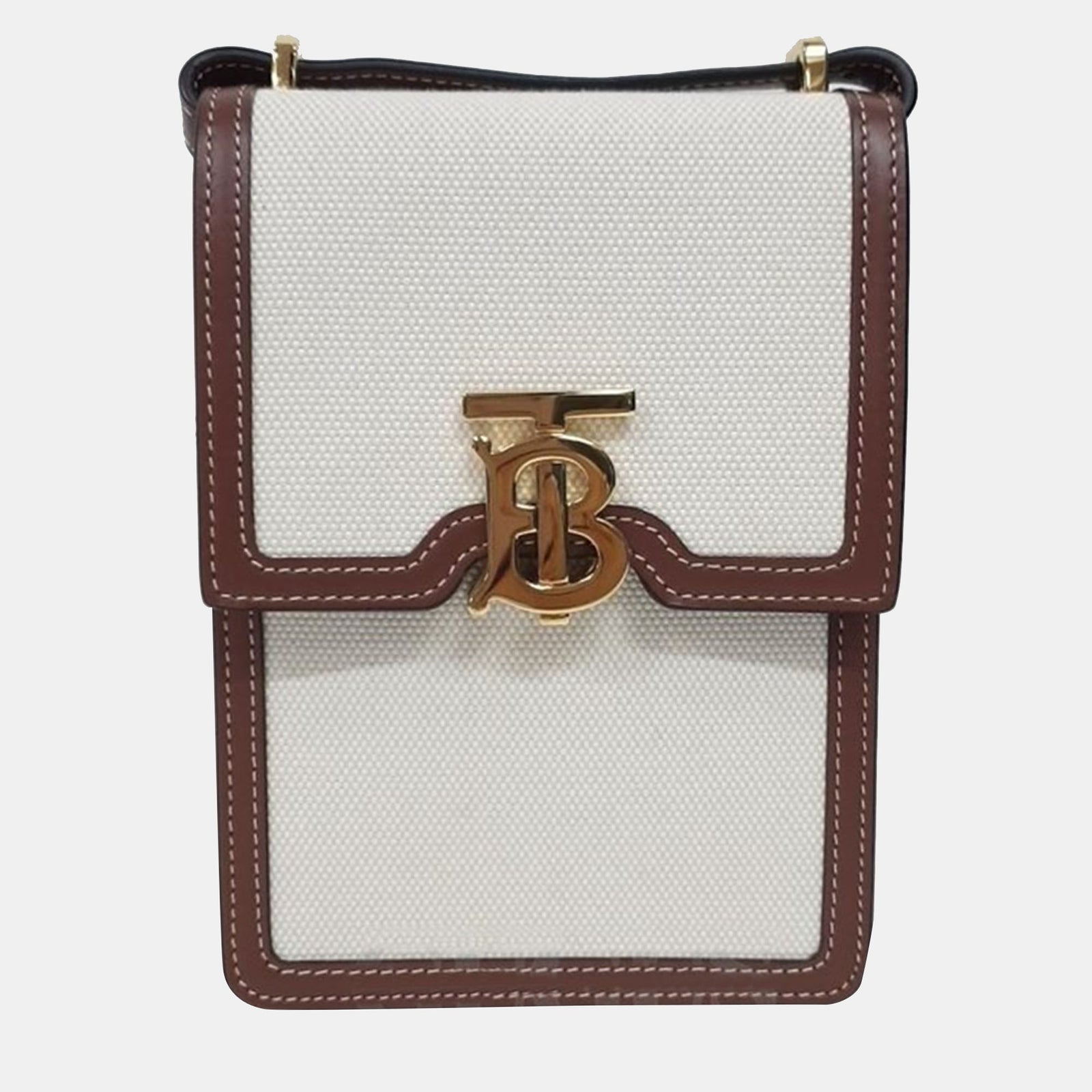 Burberry Ivory & Brown Leather Robin Crossbody Bag