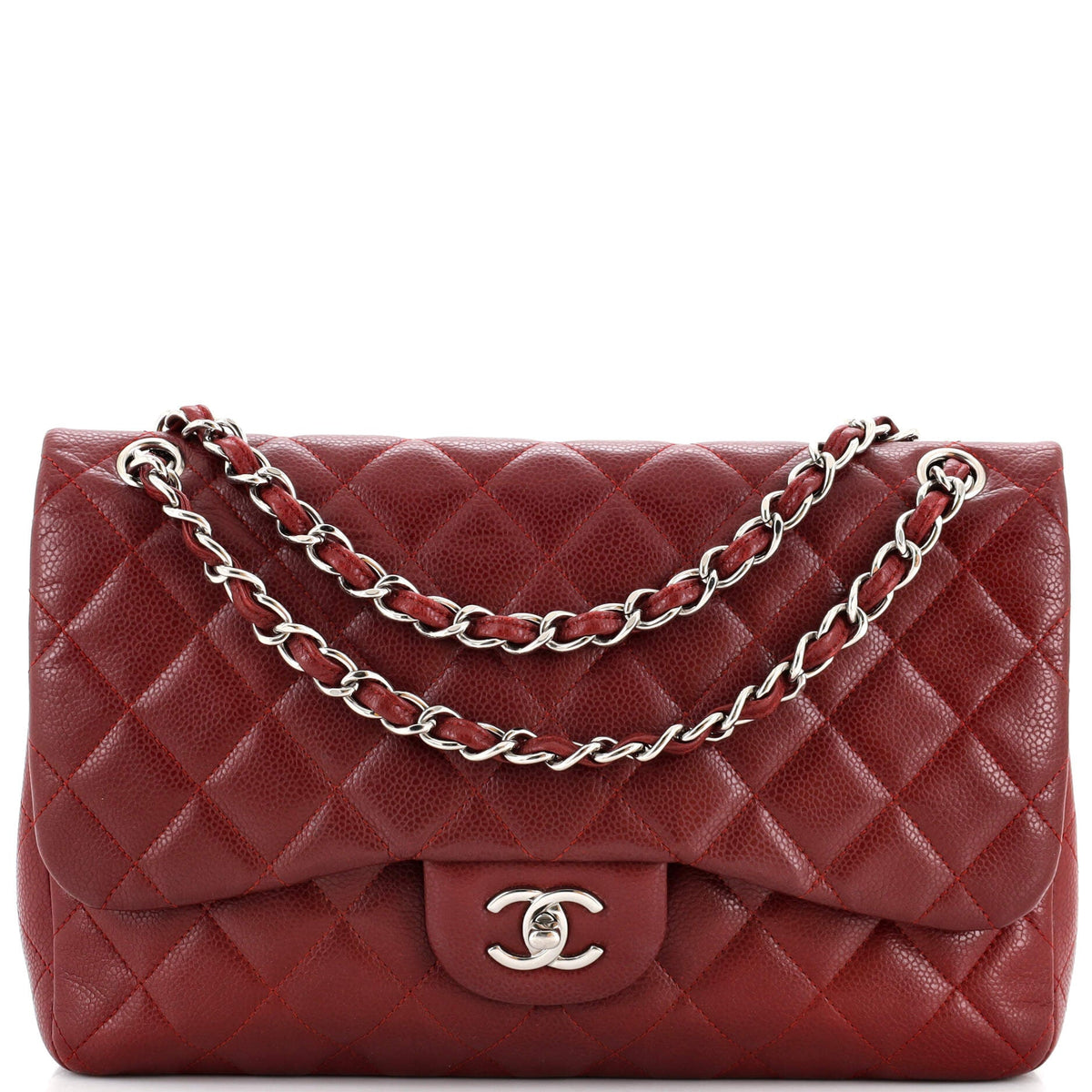 Chanel CHANEL Vintage Classic Double Flap Bag Quilted Caviar Jumbo