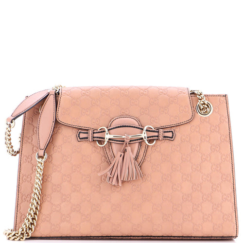 GUCCI Emily Chain Flap Shoulder Bag Guccissima Leather Large