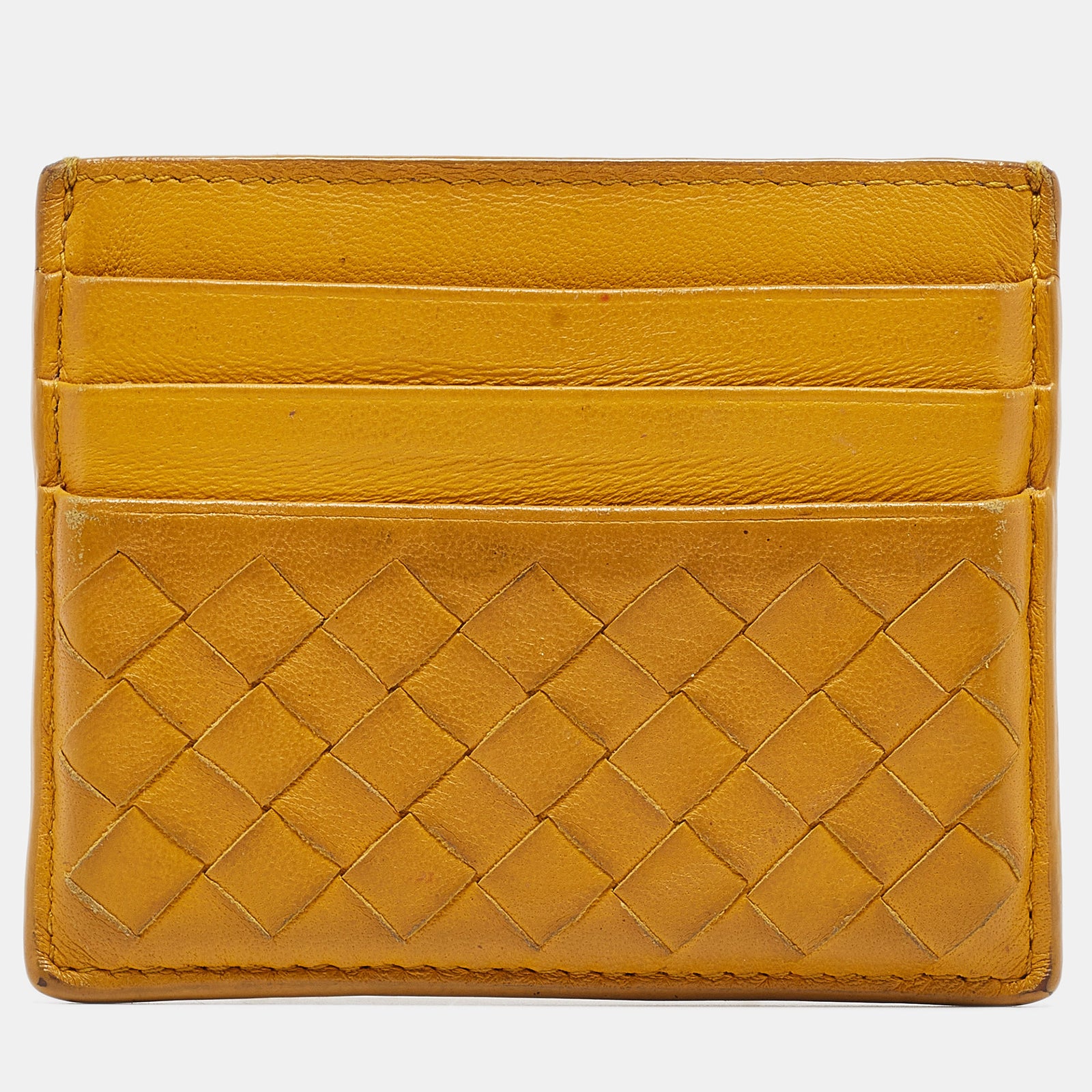 Bottega Veneta Mustard Intrecciato Leather Card Holder