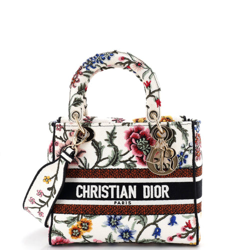 Lady D-Lite Bag Embroidered Canvas Medium