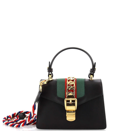 GUCCI Sylvie Top Handle Bag Leather Mini