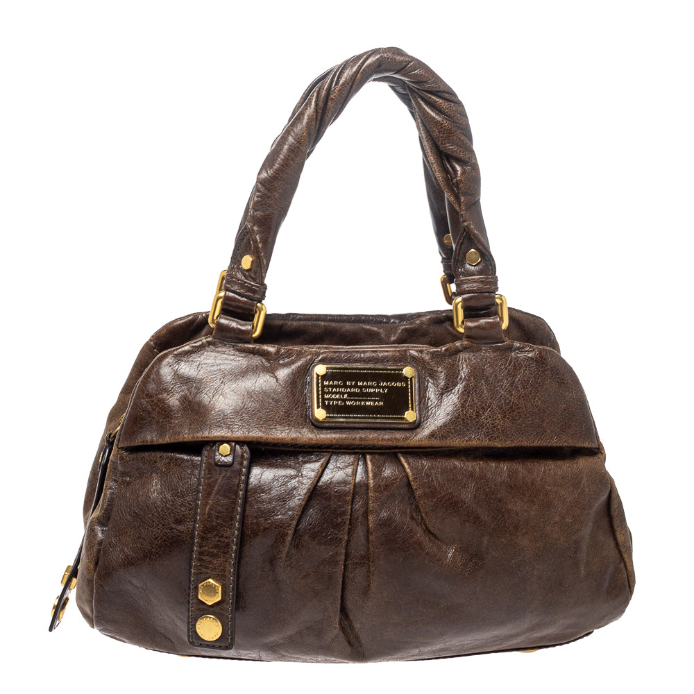 Marc By Marc Jacobs Brown Leather Twisted Q Groove Satchel