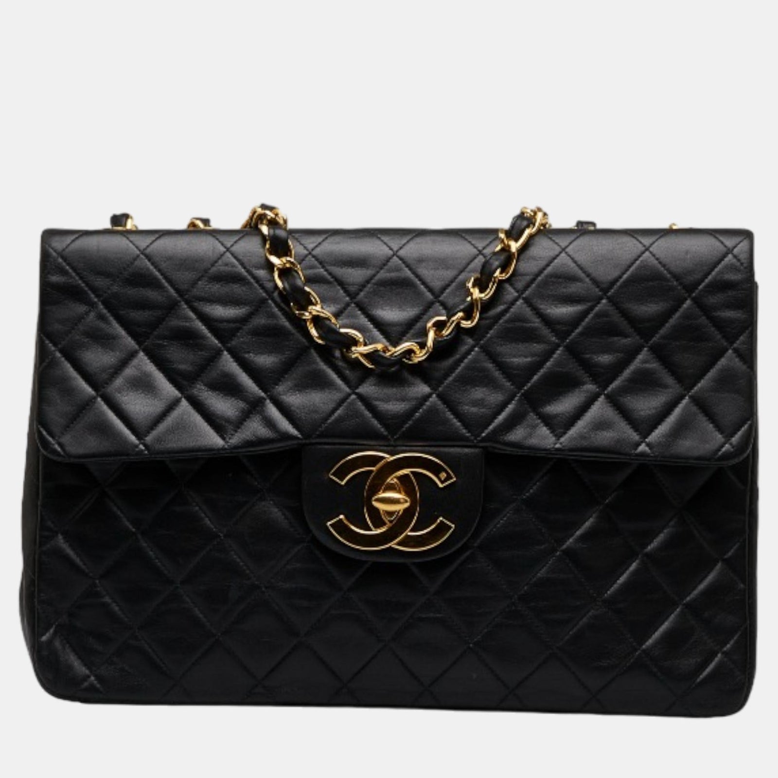 Chanel Black Leather Maxi Classic Single Flap Bag