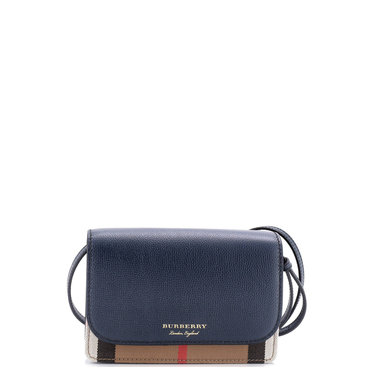 Burberry Hampshire Wallet on Chain Leather and House Check Canvas