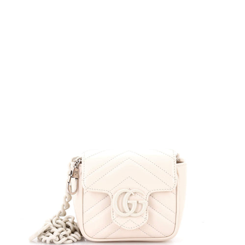GUCCI GG Marmont Flap Belt Bag Matelasse Leather Mini