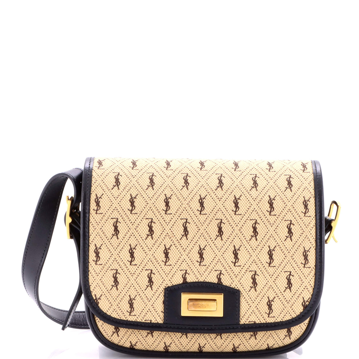 Saint Laurent Flap Satchel Monogram All Over Canvas and Leather Small