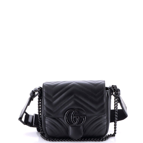 GUCCI GG Marmont Convertible Flap Shoulder Bag Matelasse Leather Mini