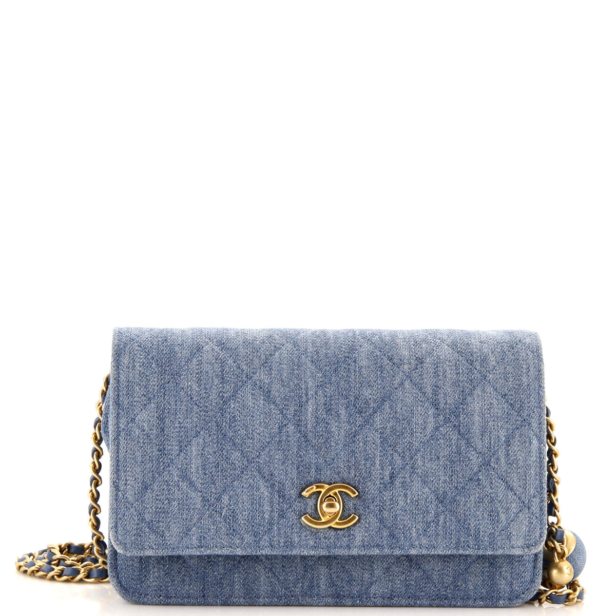 Chanel CHANEL Pearl Crush Wallet on Chain Quilted Denim