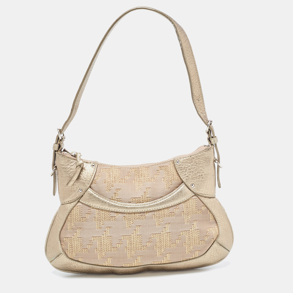 DKNY DKNY Gold/Beige Canvas and Leather Shoulder Bag