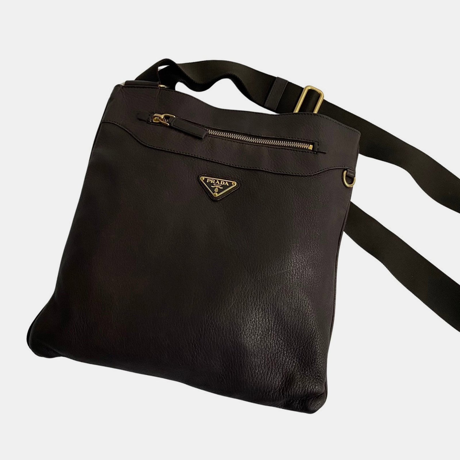 Prada Brown Leather Leather Crossbody Bag