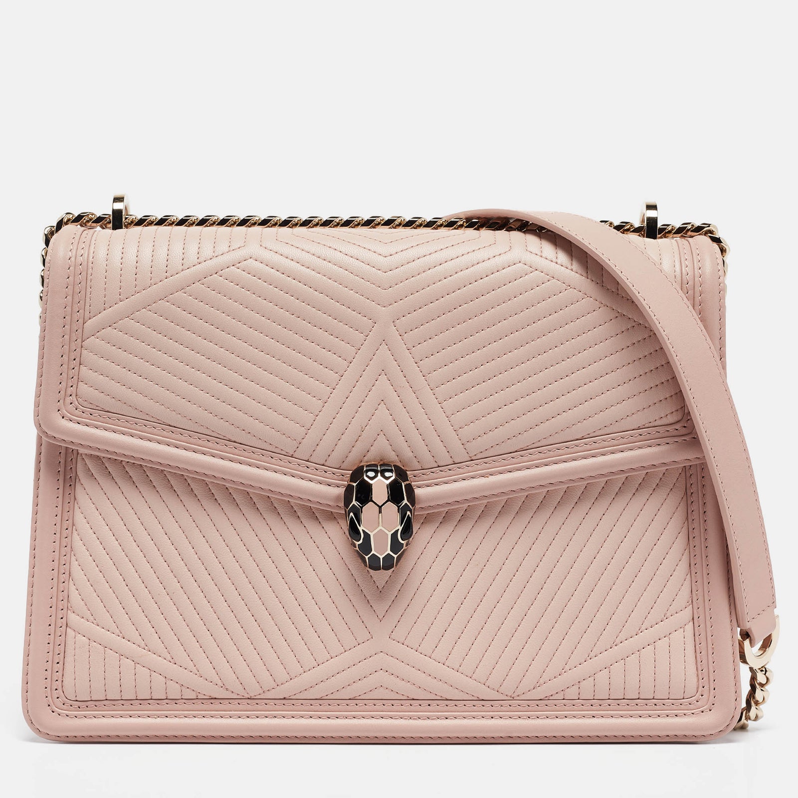 Bvlgari Light Pink Leather Serpenti Diamond Blast Shoulder Bag