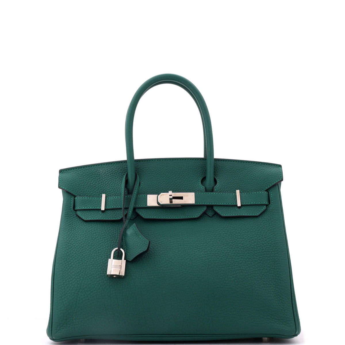 Herm?s Birkin Handbag Malachite Togo with Palladium Hardware 30