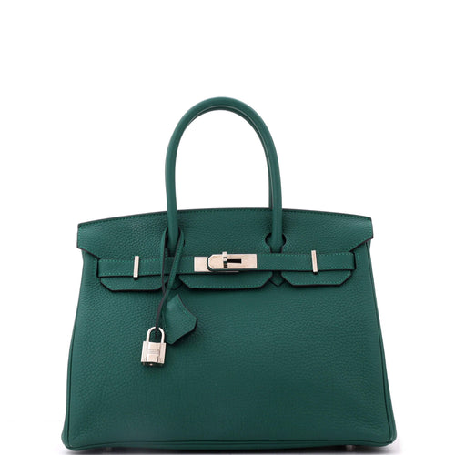 Birkin Handbag Malachite Togo with Palladium Hardware 30