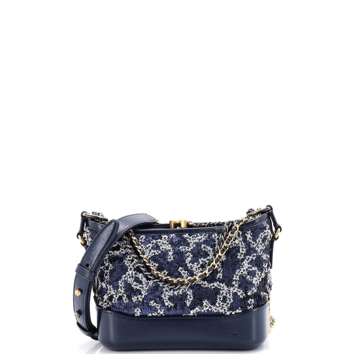Chanel CHANEL Gabrielle Hobo Logo Motif Sequins Small