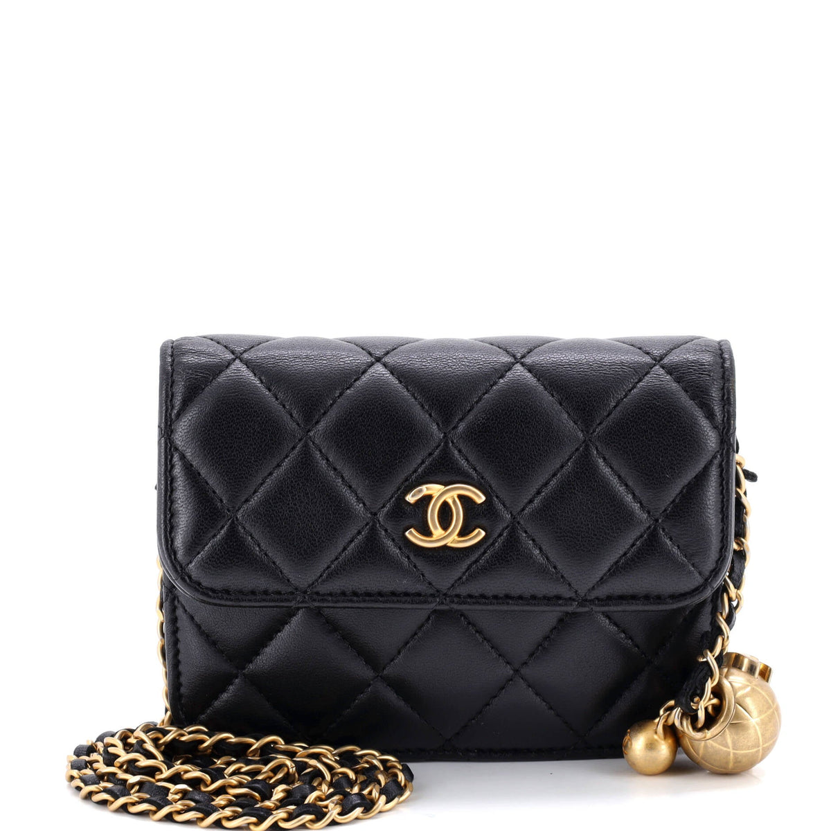 Chanel CHANEL Pearl Crush Flap Clutch with Chain Quilted Lambskin Mini