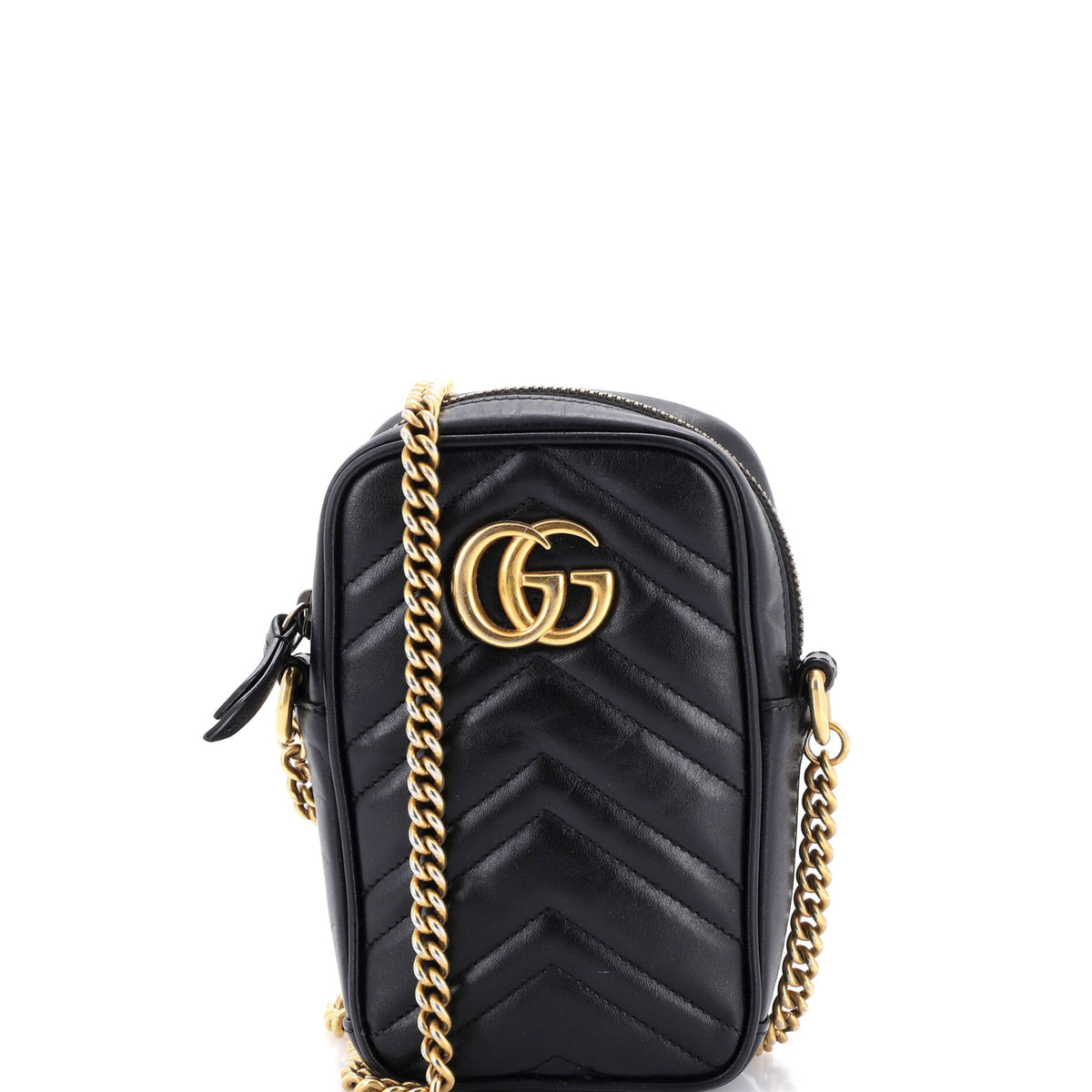 Gucci GUCCI GG Marmont Vertical Phone Crossbody Bag Matelasse Leather Mini