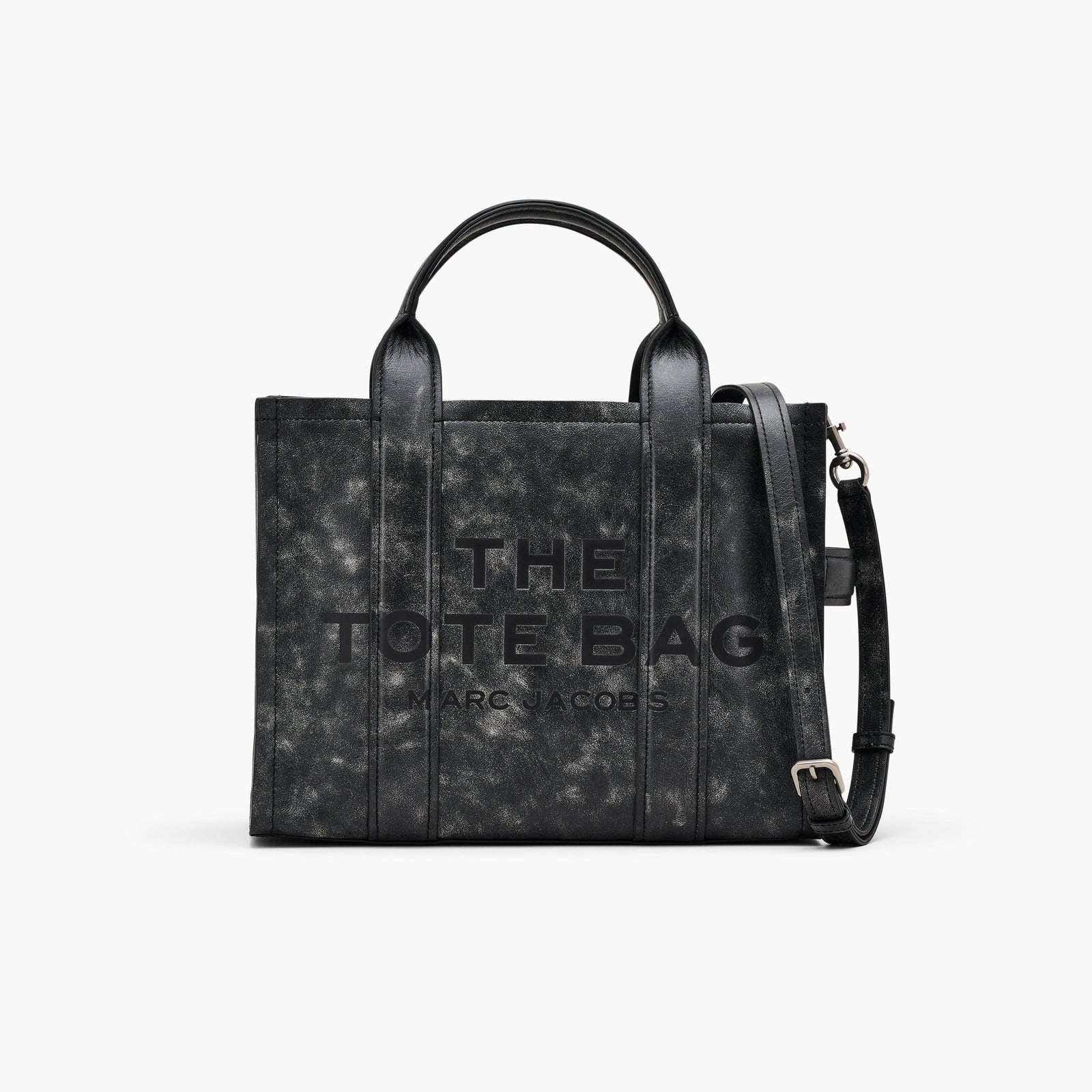 Marc Jacobs The Distressed Leather Medium Tote Bag in Black