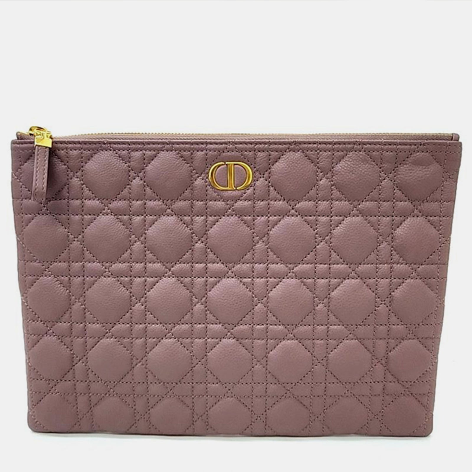 Dior Christian Mauve Leather Cannage Caro Daily Clutch