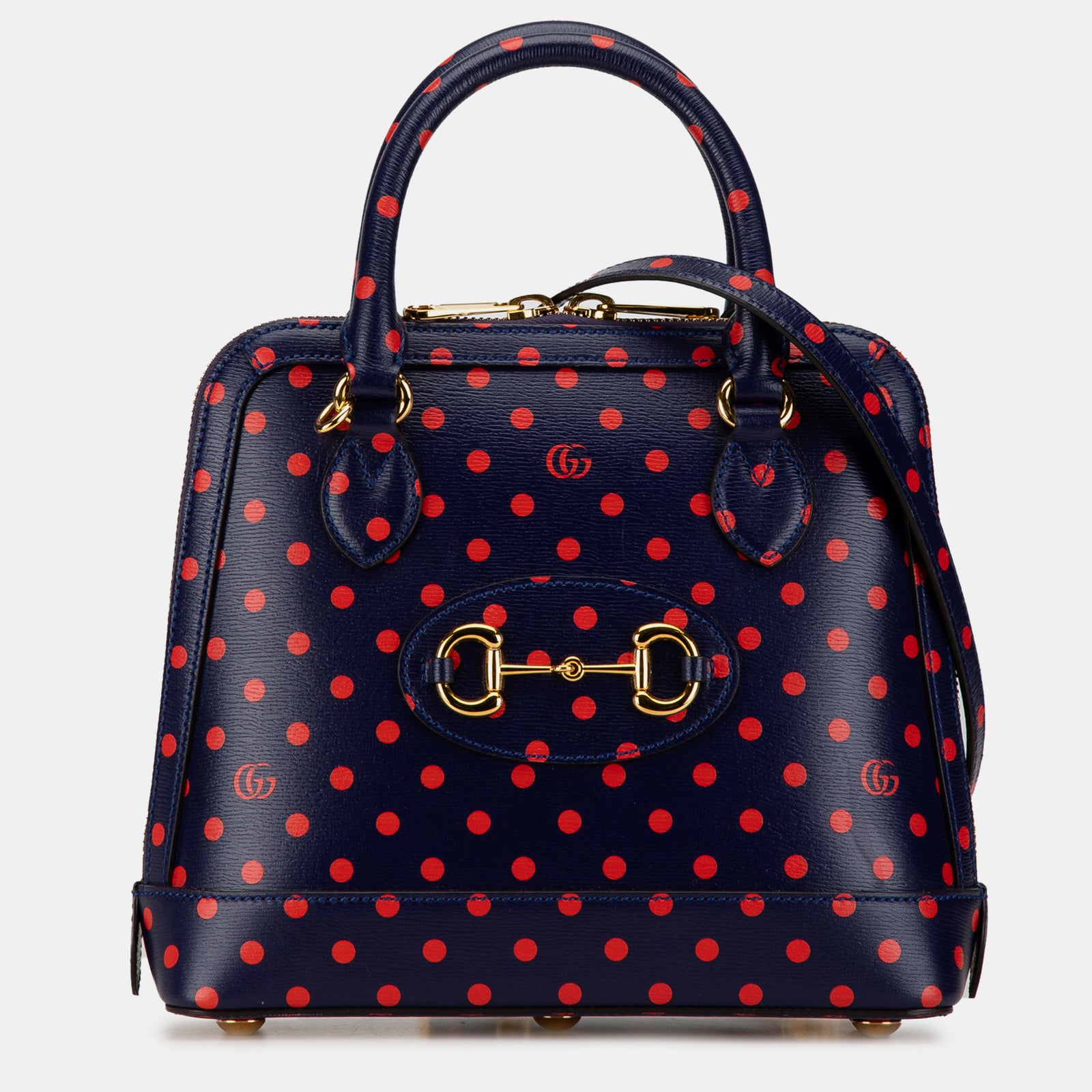 Gucci Small Horsebit 1955 Polka Dot Top Handle Satchel