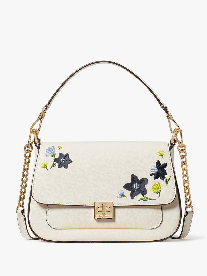 Kate Spade Au Phoebe Floral Applique Leather Flap Crossbody