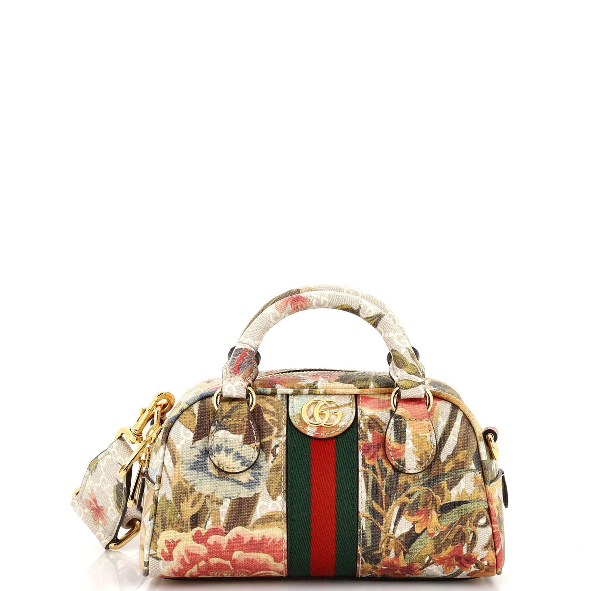 Gucci GUCCI Ophidia Convertible Boston Top Handle Bag Water Flora GG Coated Canvas Mini
