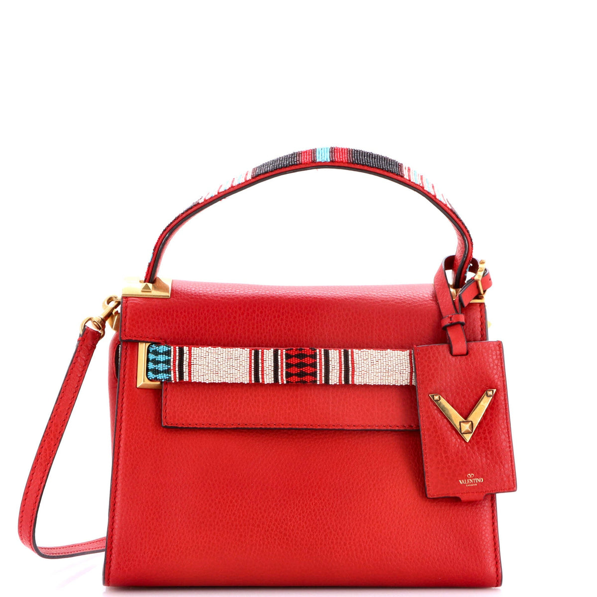 Valentino VALENTINO GARAVANI My Rockstud Satchel Leather with Beaded Detail Small