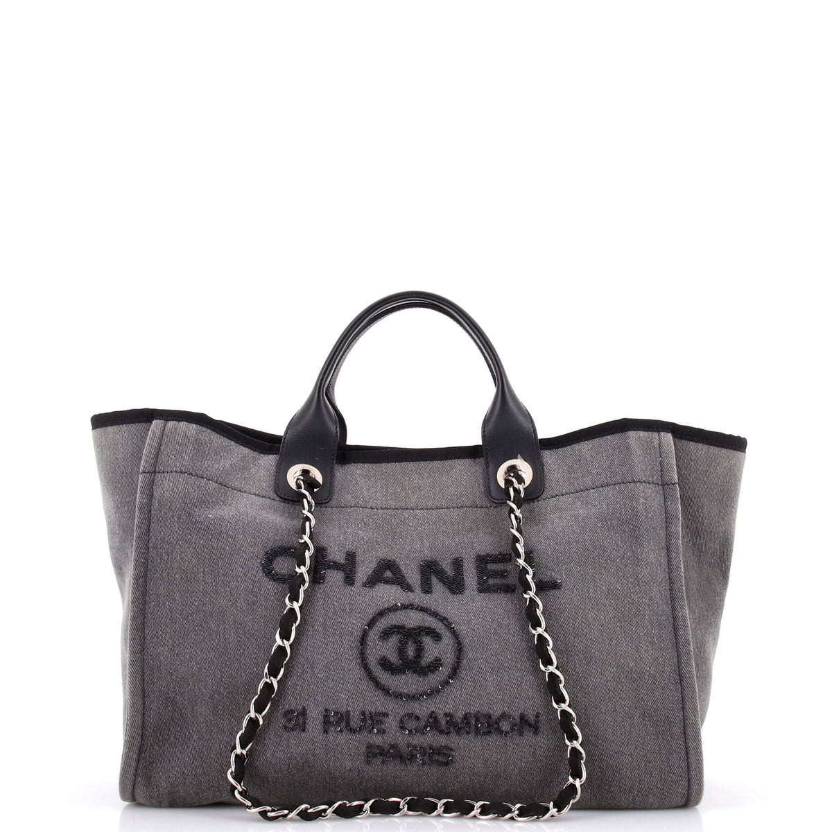 Chanel CHANEL Deauville Tote Canvas with Sequins Medium