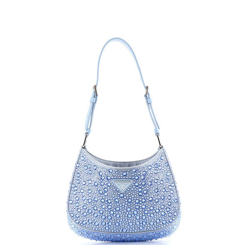 PRADA Cleo Shoulder Bag Crystal Embellished Satin Small
