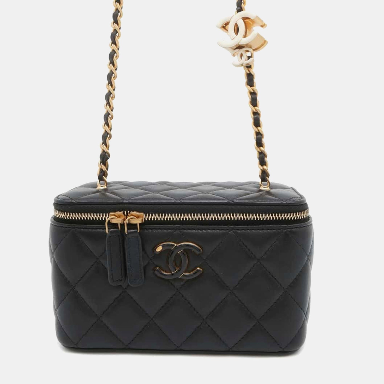 Chanel Black Lambskin Chain Vanity Bag