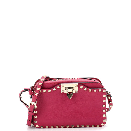 VALENTINO GARAVANI Rockstud Flip Lock Camera Crossbody Bag Leather