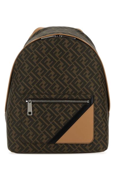 Fendi Men's Chiodo Medium Diagonal Backpack in Brown | 7VZ076A9XS