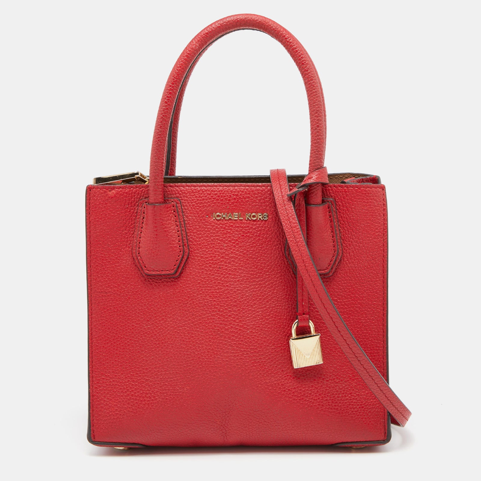 Michael Kors Red Leather Mini Mercer Tote