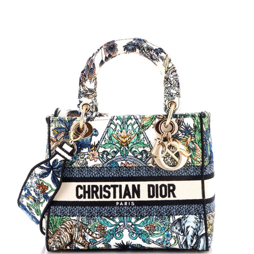 Lady D-Lite Bag Embroidered Canvas Medium