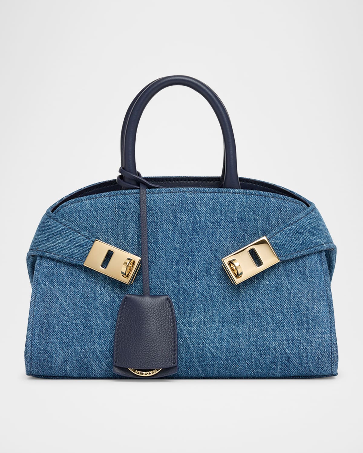 Ferragamo Hug Washed Denim Top-Handle Bag