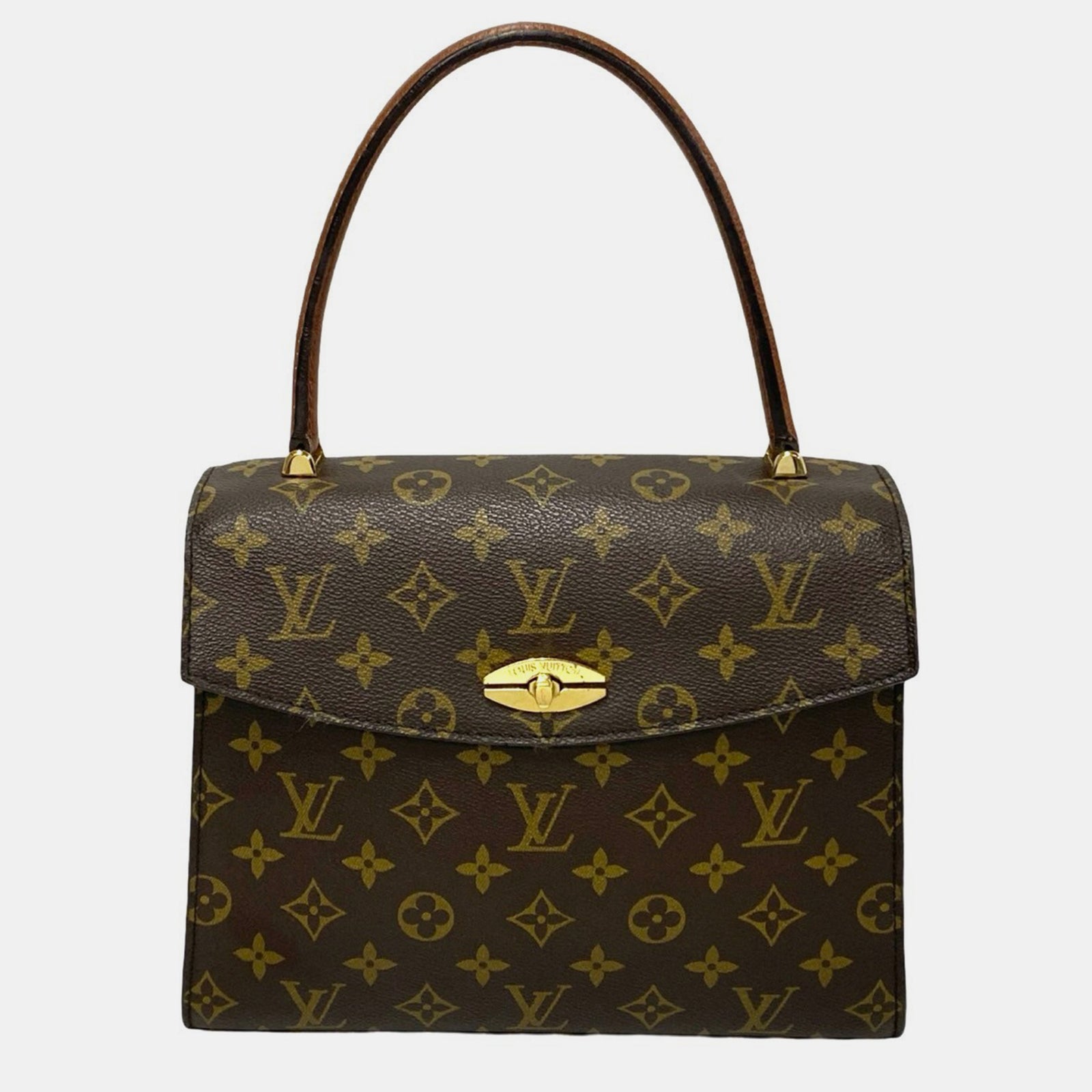 Louis Vuitton Sac à main en toile marron avec monogramme Malesherbes