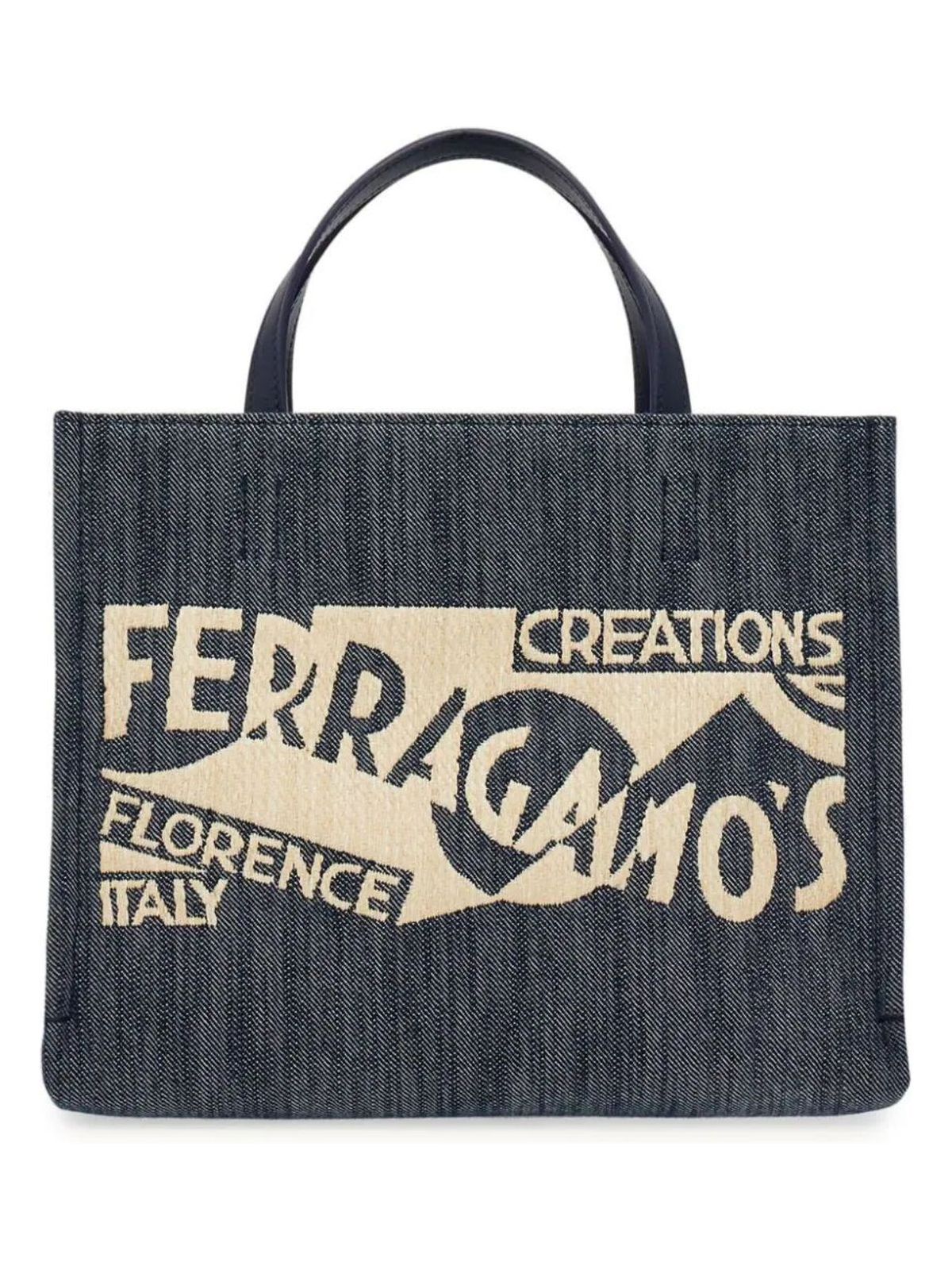 Ferragamo Women's Small Venna Tote Bag In Denim in Blue | Size UNICA | 2194070773819