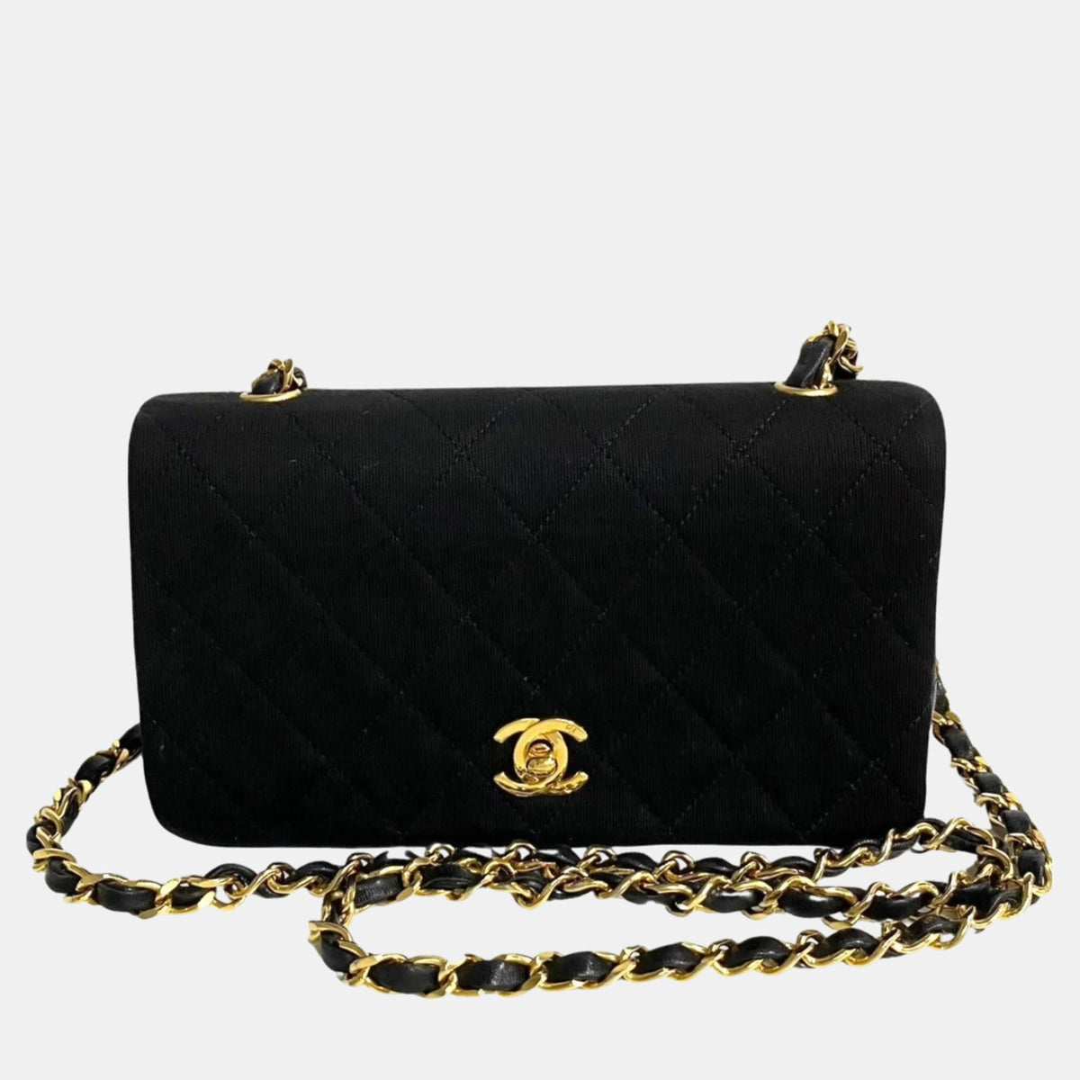 Chanel Black Jersey Full Flap Bag