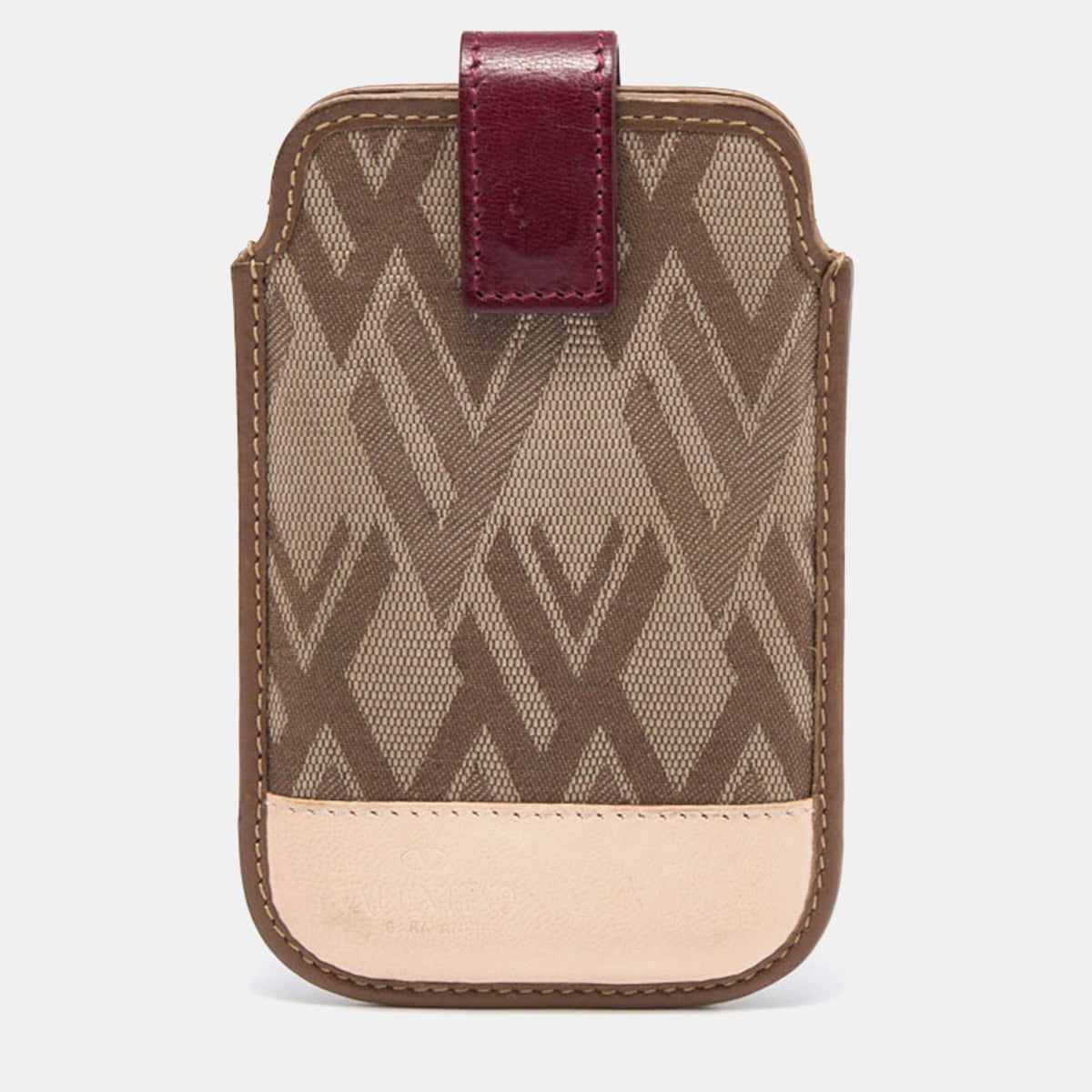 Valentino Tricolor V Print Fabric and Leather Flap Phone Cover