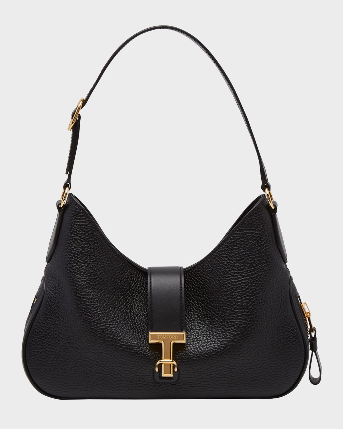 Tom Ford Monarch Medium Zip Grain Leather Hobo Bag