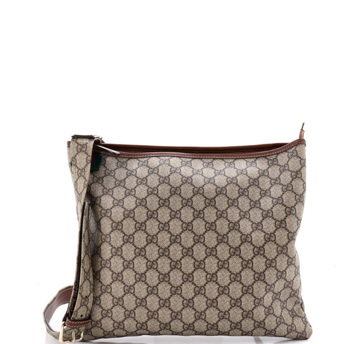 GUCCI Web Loop Flat Messenger GG Coated Canvas Large