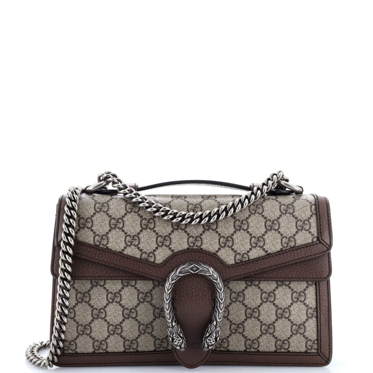 Gucci GUCCI Dionysus Top Handle Chain Bag GG Coated Canvas Small