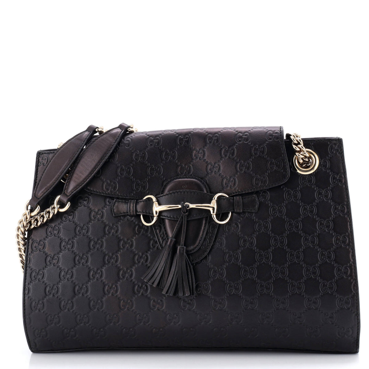 Gucci GUCCI Emily Chain Flap Shoulder Bag Guccissima Leather Large