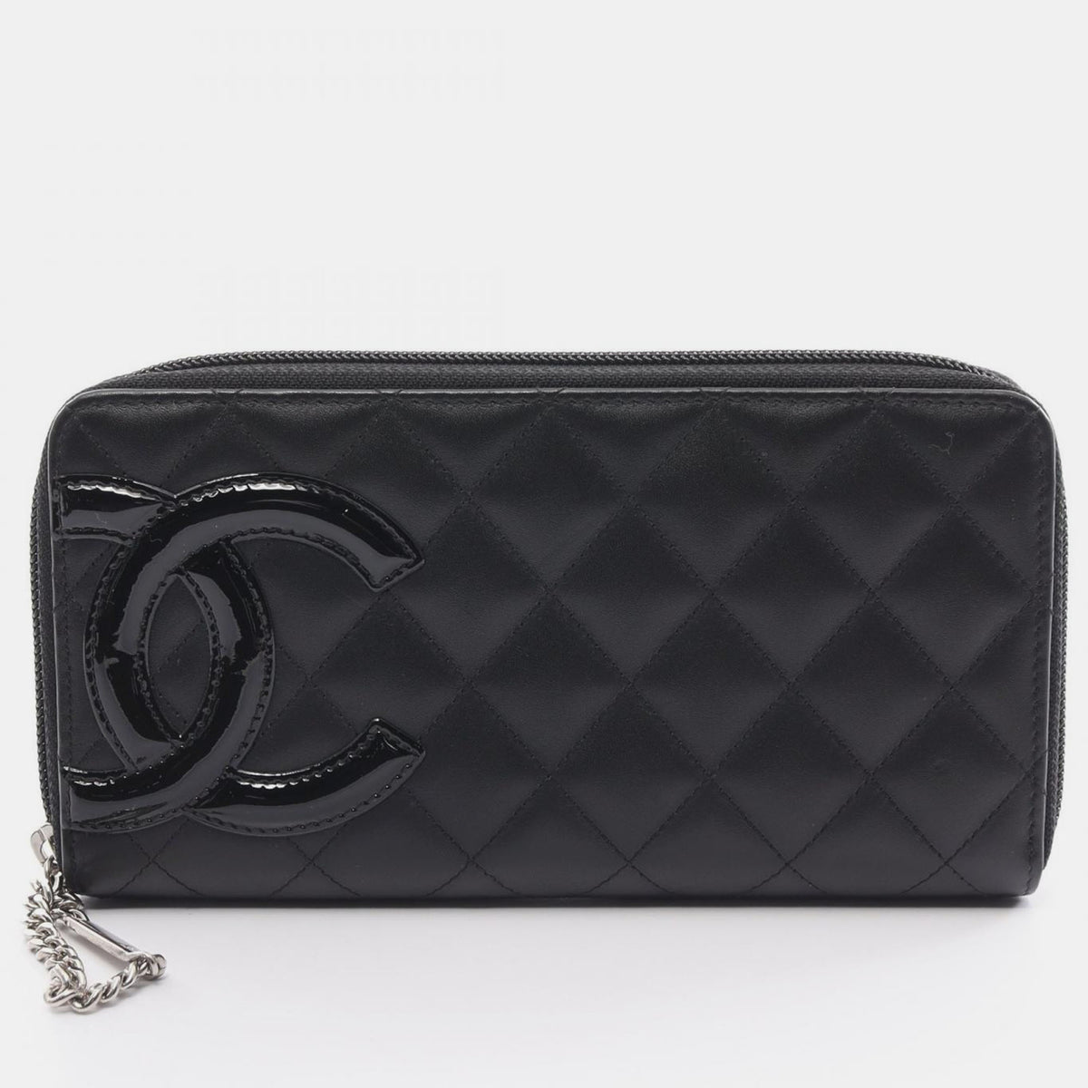 Chanel Black Leather Cambon Line Round Zipper Long Wallet