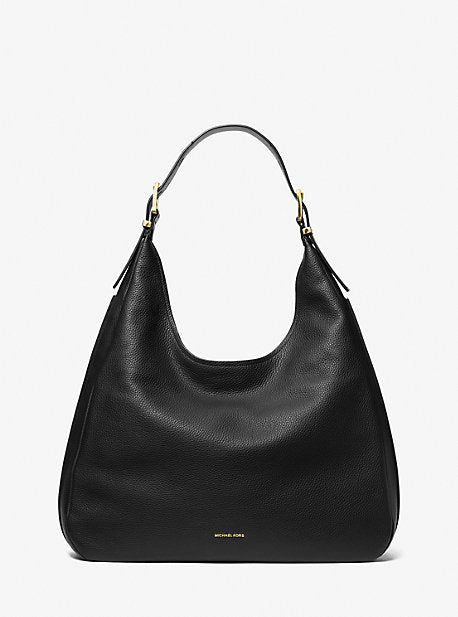 Michael Kors MK Nolita Large Pebbled Leather Hobo Shoulder Bag - Black - Michael Kors