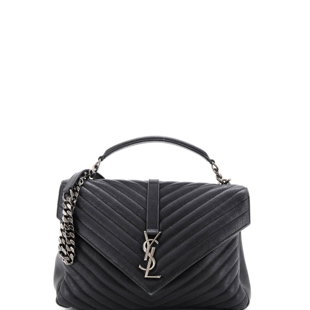 Saint Laurent Classic Monogram College Bag Matelasse Chevron Leather Large