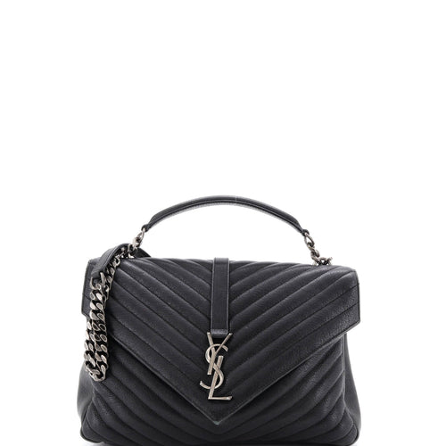 Classic Monogram College Bag Matelasse Chevron Leather Large